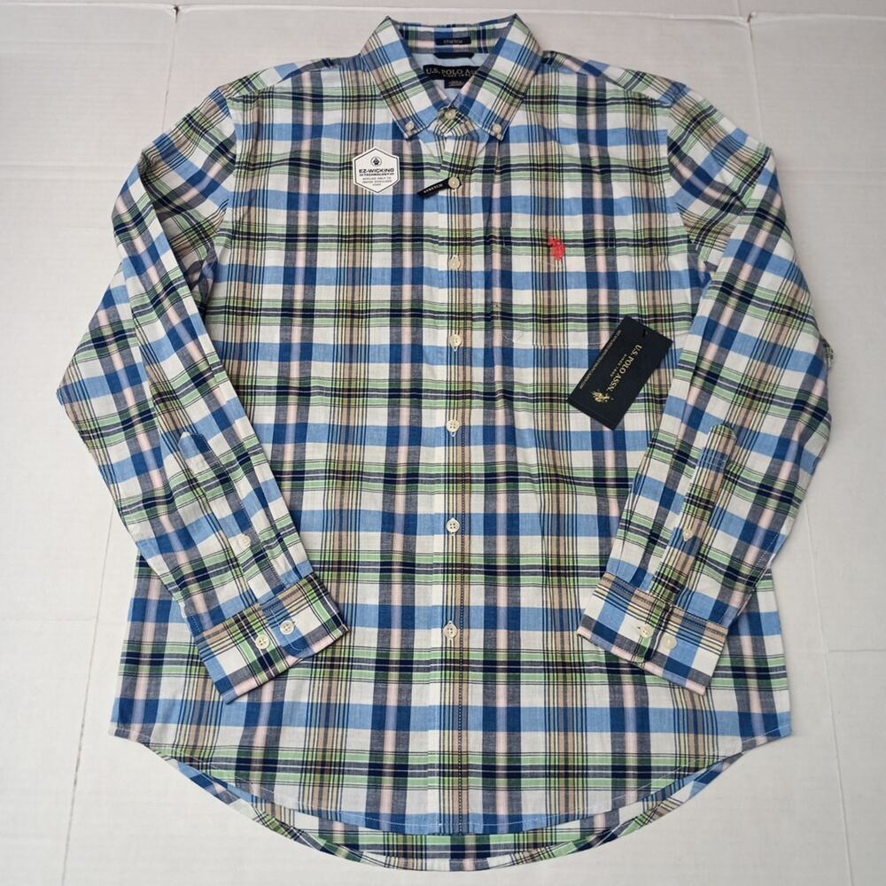 U.S. Polo Assn. Button‎ Woven Shirt Men's M Multicolor Plaid